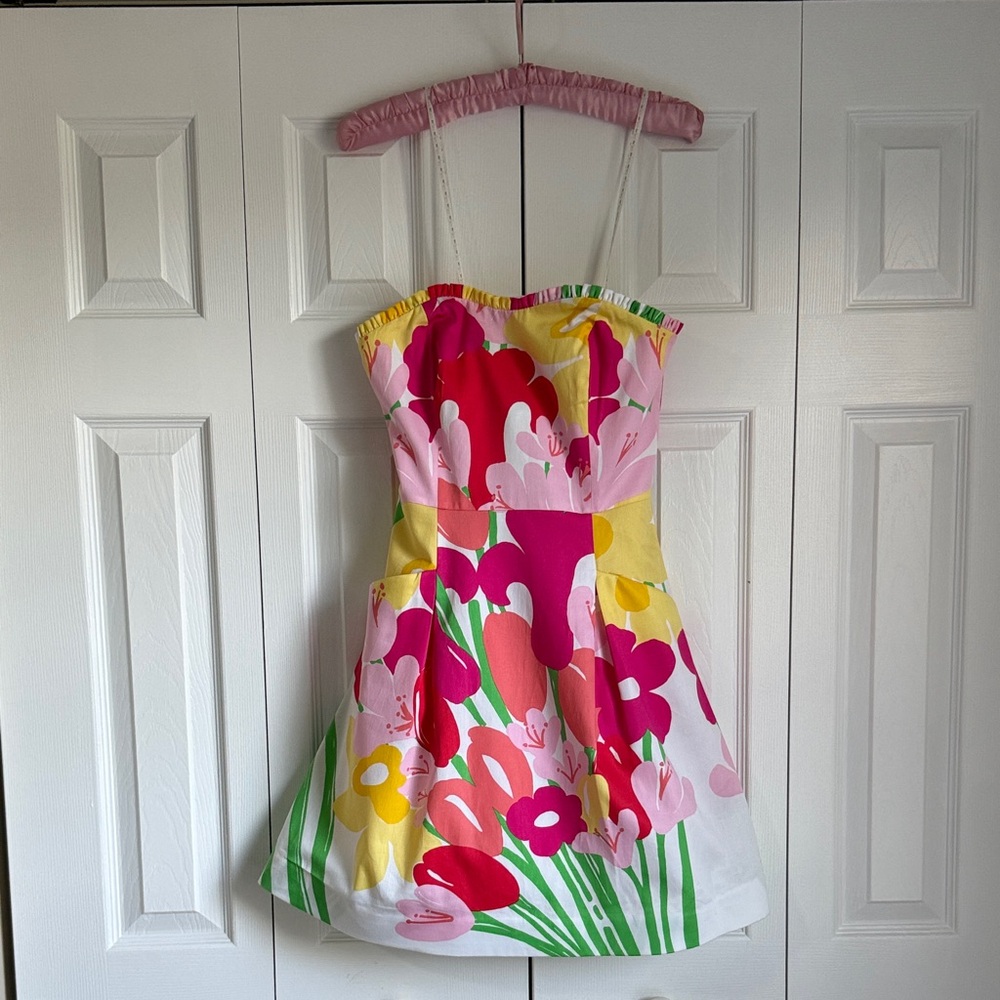 Women’s Lilly Pulitzer Strapless Lavish Lilies Floral Dress Size 0.